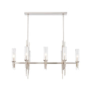 ALORA Lighting LP335838PNCR Linear Pendant, 8 Lights, Polished Nickel/Ribbed Glass