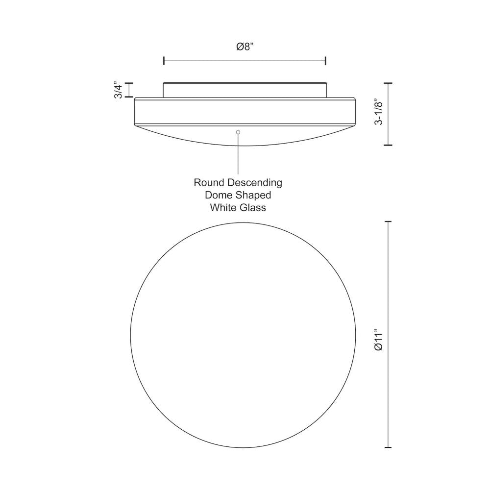 Kuzco Lighting FM11011-WH Trafalgar 11-in Flush Mount, UL Listed, White