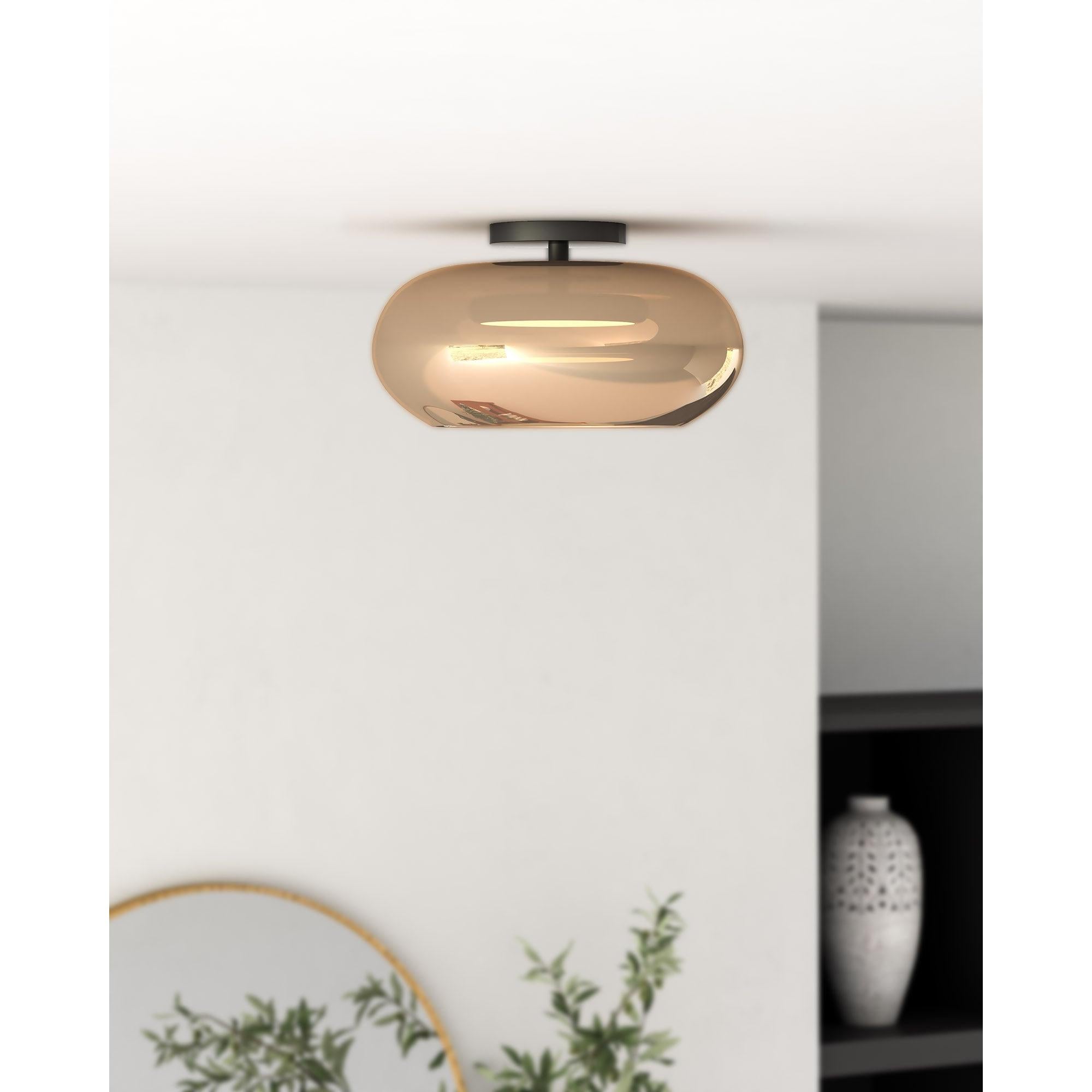 Trinity 14-in Black/Copper LED Semi Flush Mount