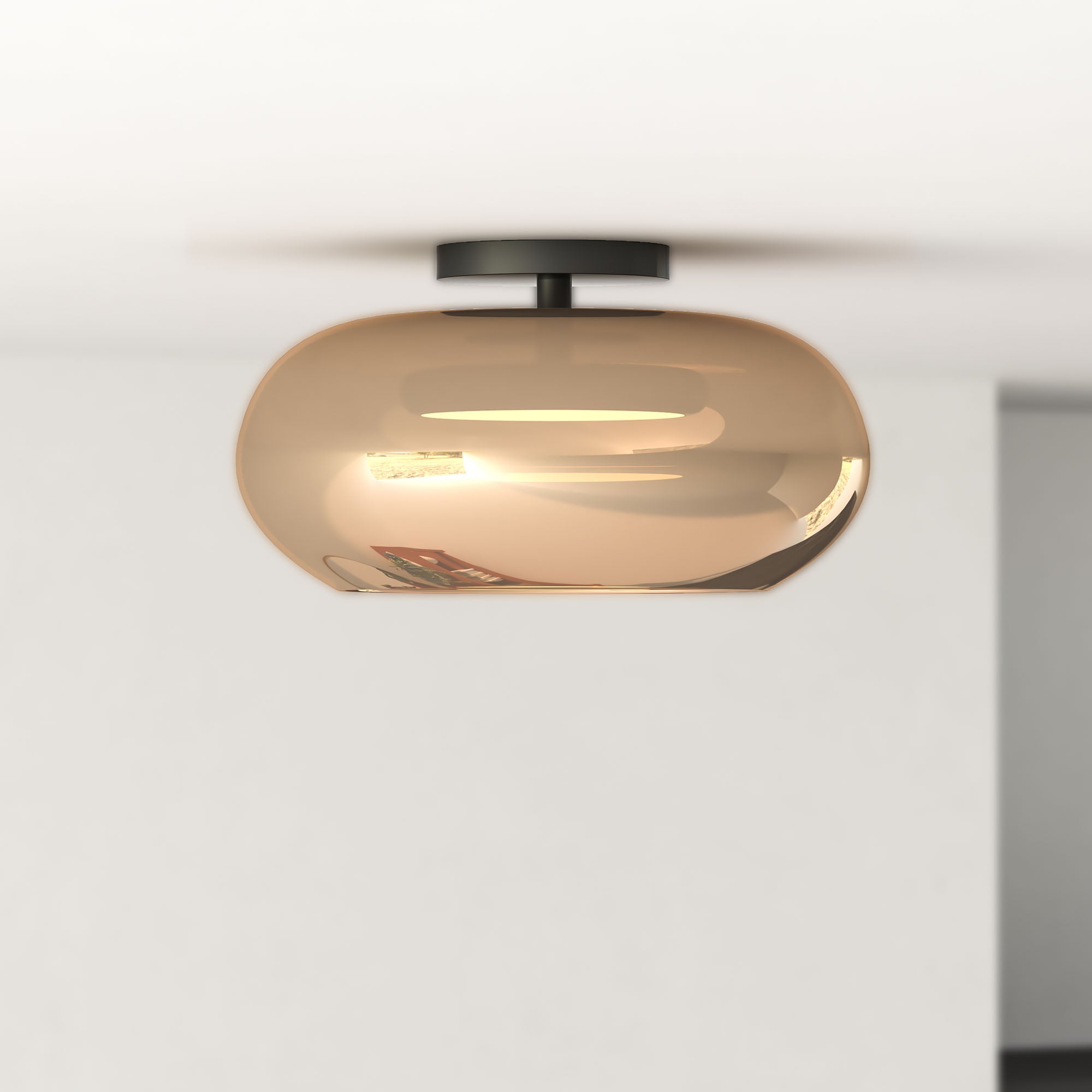 Trinity 14-in Black/Copper LED Semi Flush Mount