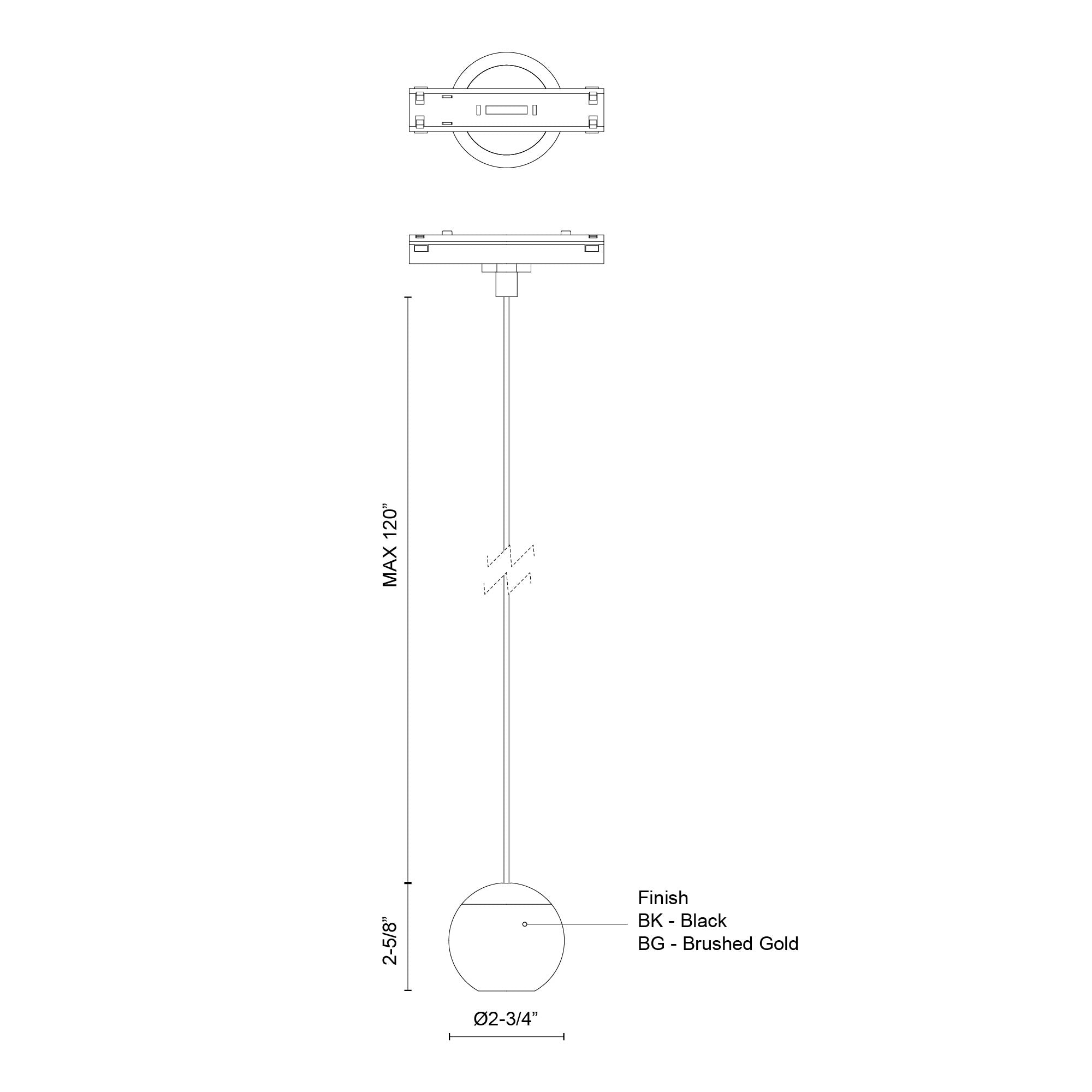 Kuzco Faria TRP26903-BK Pendant Light Fixture, UL Damp Rated, Black
