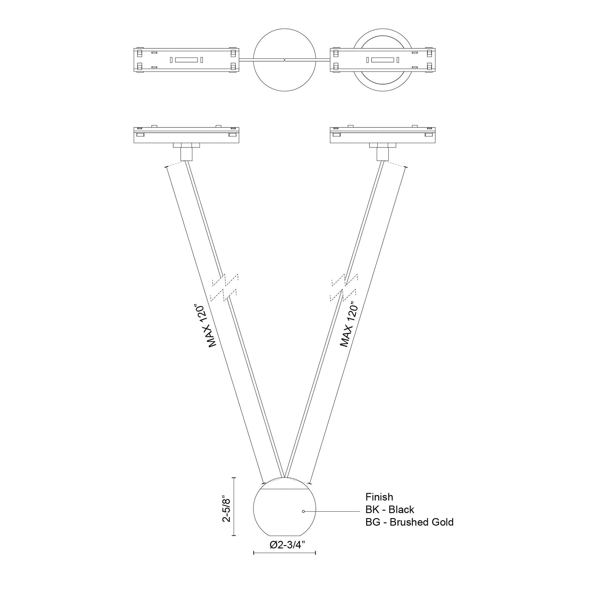 Kuzco Faria TRP27203-BG-4K Pendant Light Fixture, UL Damp Rated, Brushed Gold