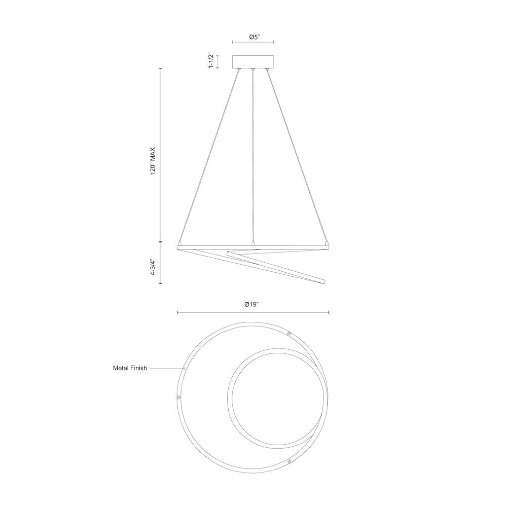 Kuzco Twist PD11119-BK Pendant, Custom Options Available, Black