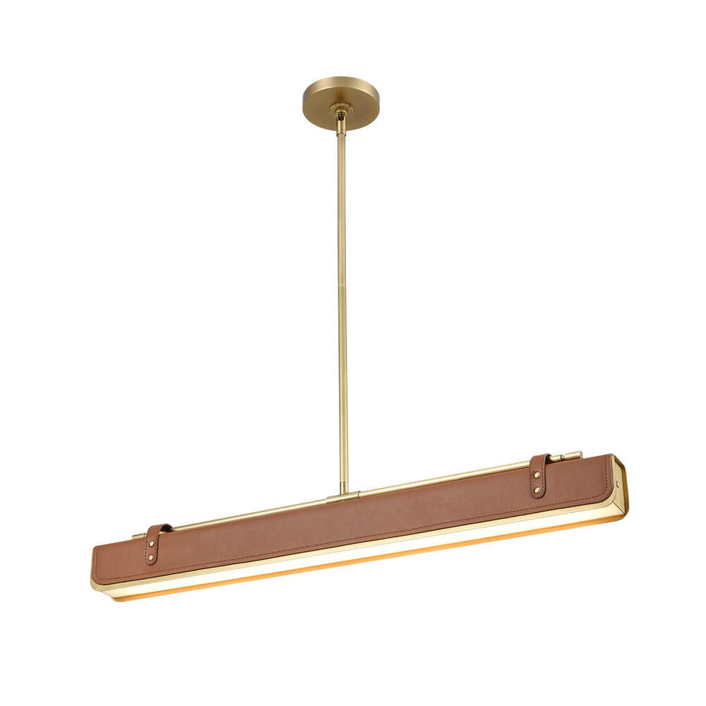 ALORA Lighting PD307931VBCL LED Pendant Fixture, Vintage Brass/Cognac Leather