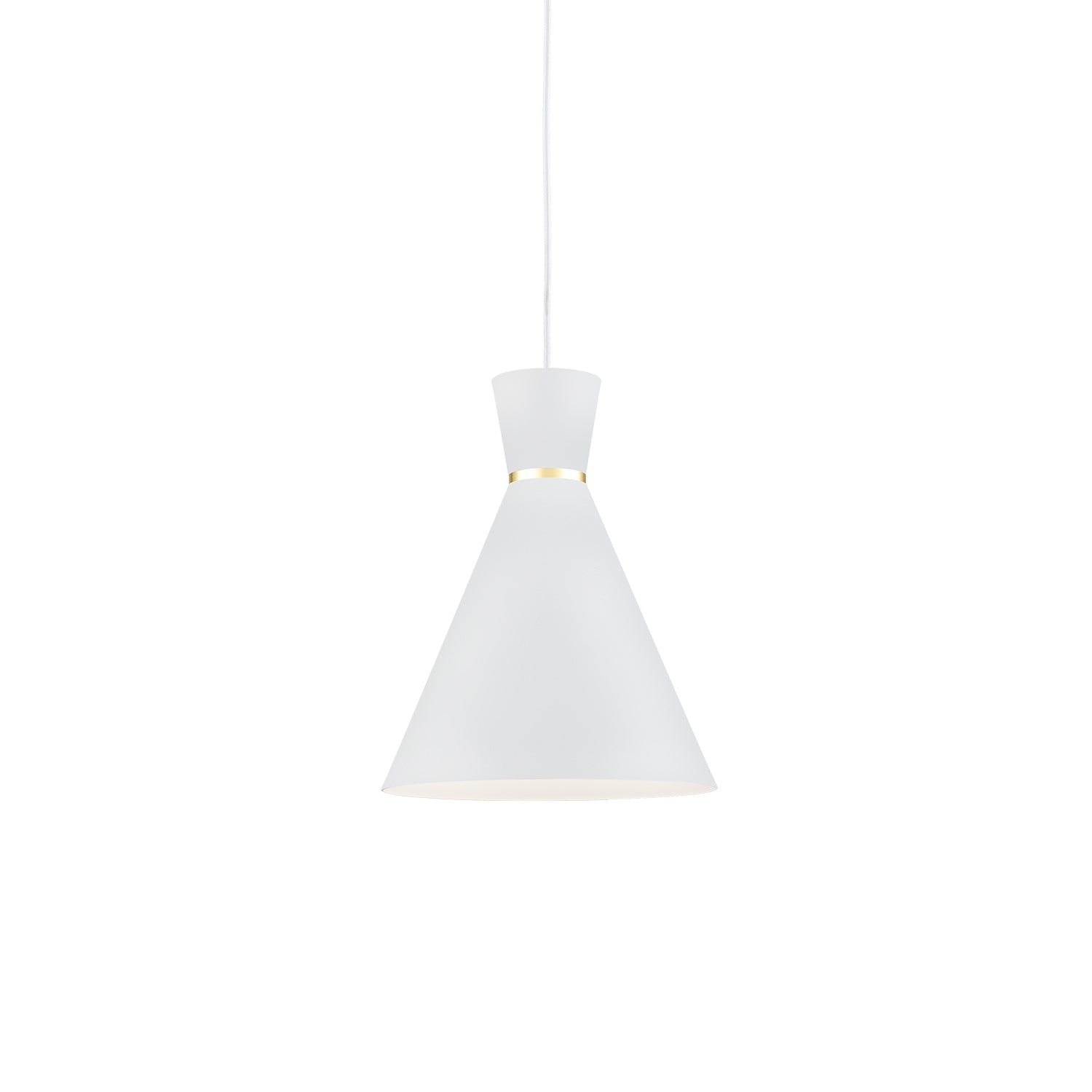 Vanderbilt 10-in White With Gold Detail 1 Light Pendant