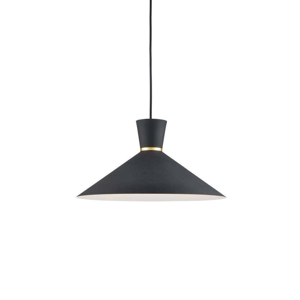Kuzco Lighting 493216-BK/GD Pendant, 16-in Black With Gold Detail, Single-Lamp, Conical Aluminum Shade