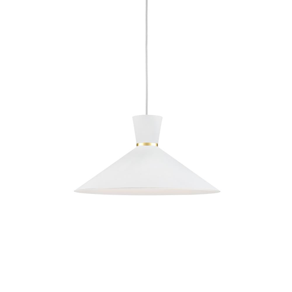 Kuzco Vanderbilt 493216-WH/GD Pendant Light Fixture, UL Listed, White With Gold Detail