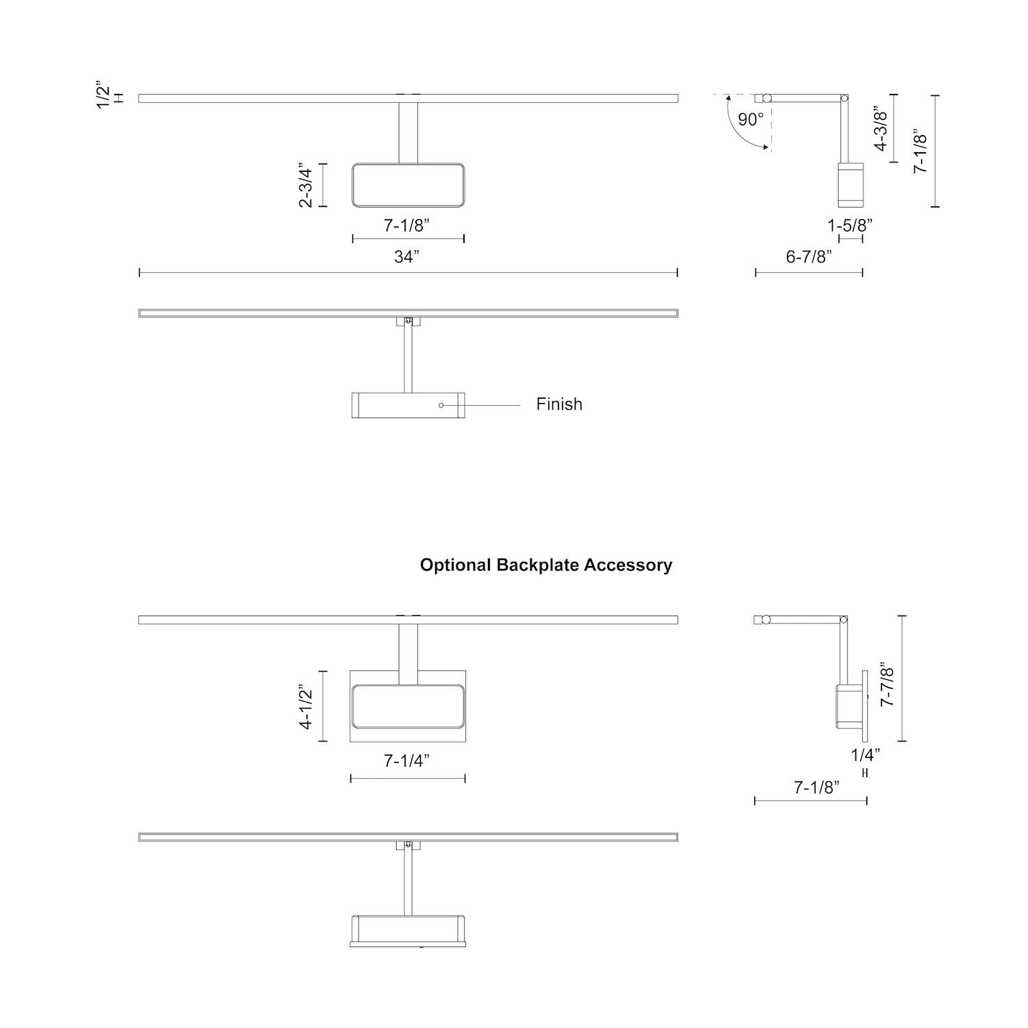 Vega Minor Picture, Wall/Picture Light, 34" – Brushed Nickel – PL18234-BN-UNV