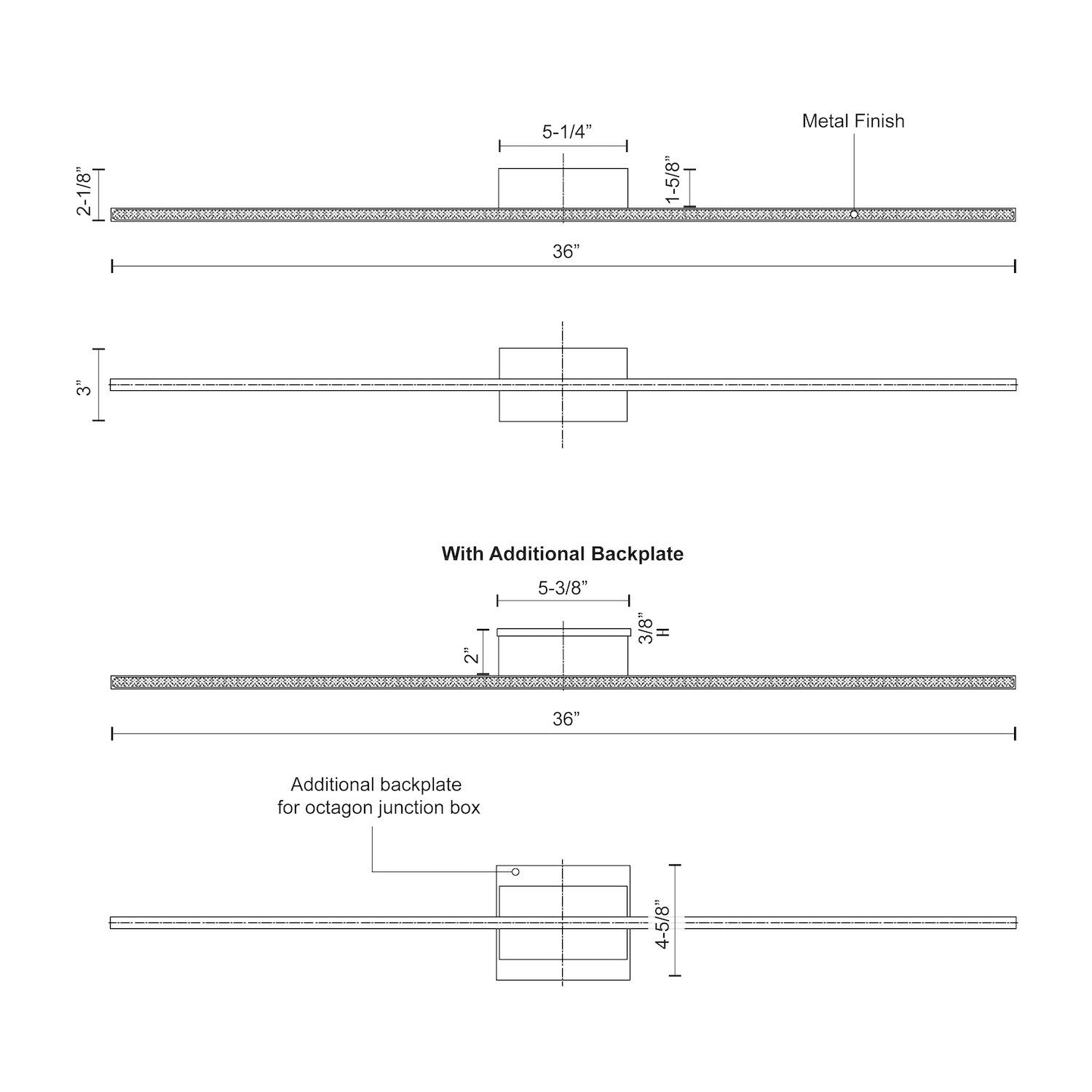 Vega Minor, Vanity Light, 36" – Brushed Nickel – VL18236-BN-UNV