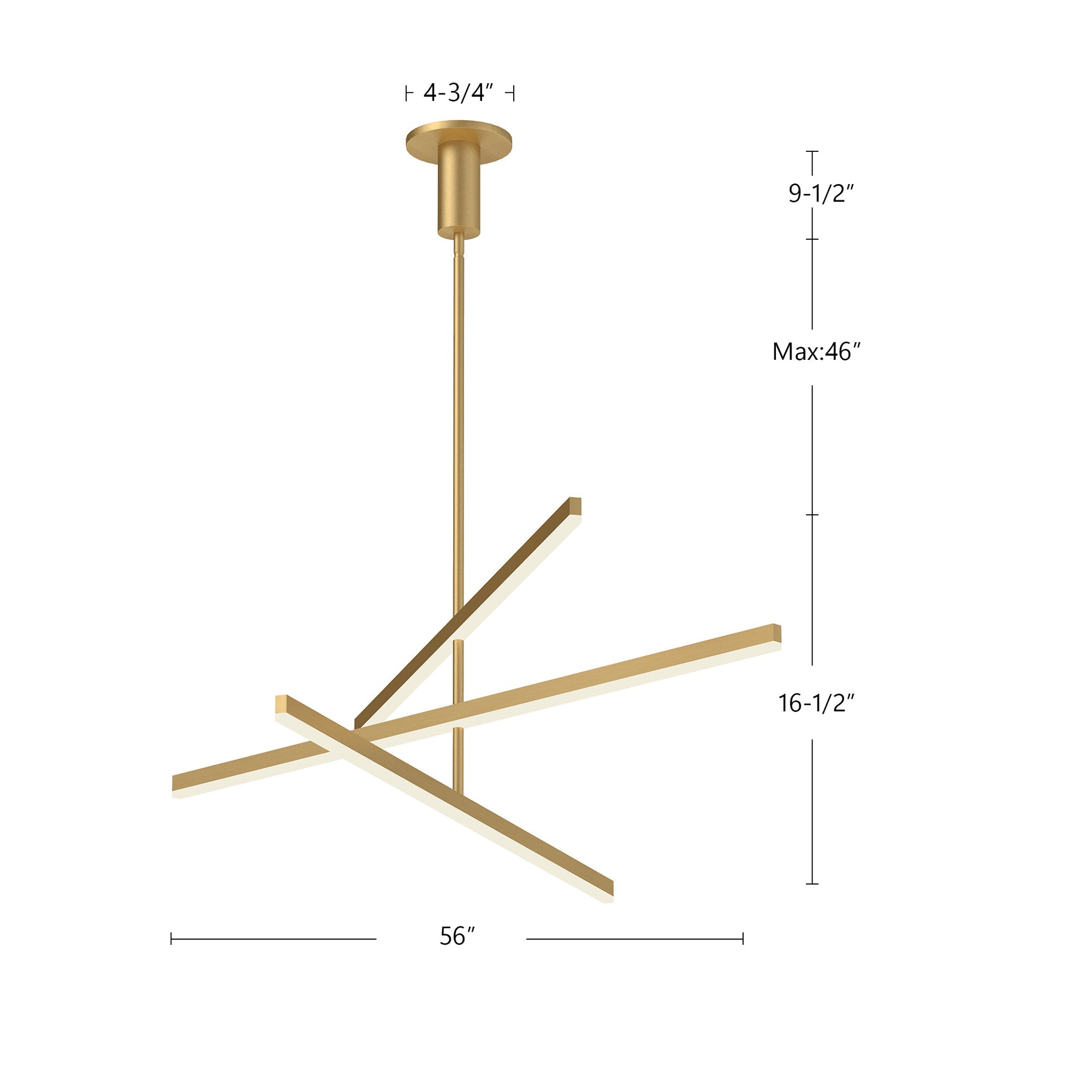 Vega, Chandelier, 0.75" – Brushed Gold – CH10356-BG-UNV