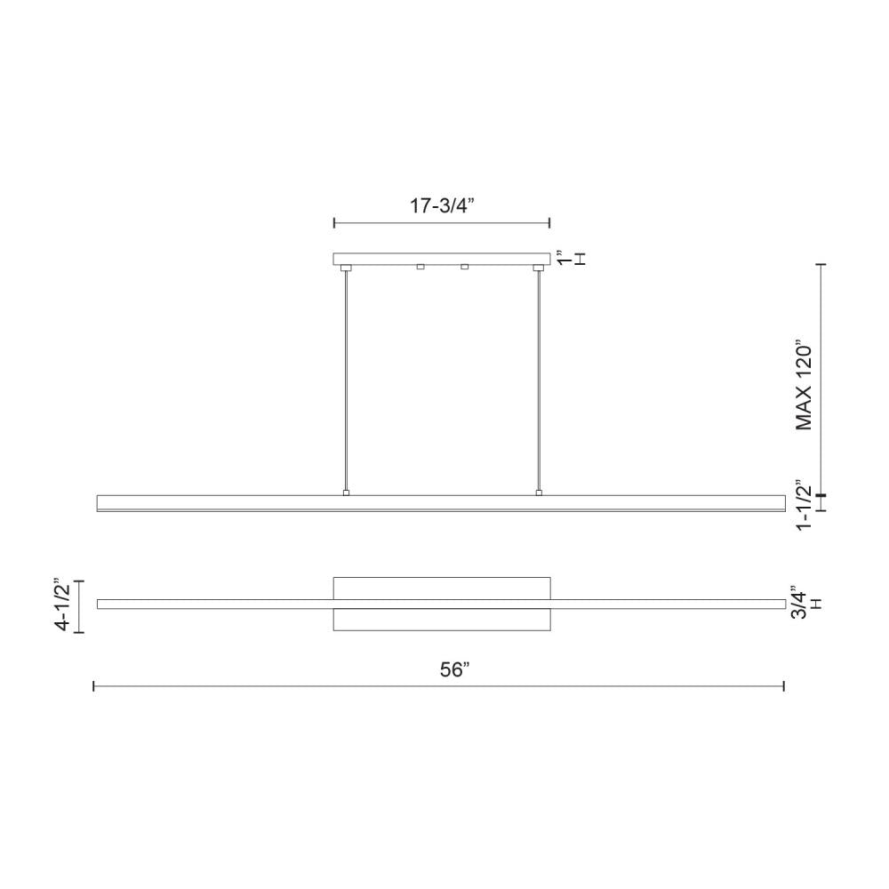 Kuzco Vega LP10356-BK-2700K Linear Pendant, UL Damp Rated, Black