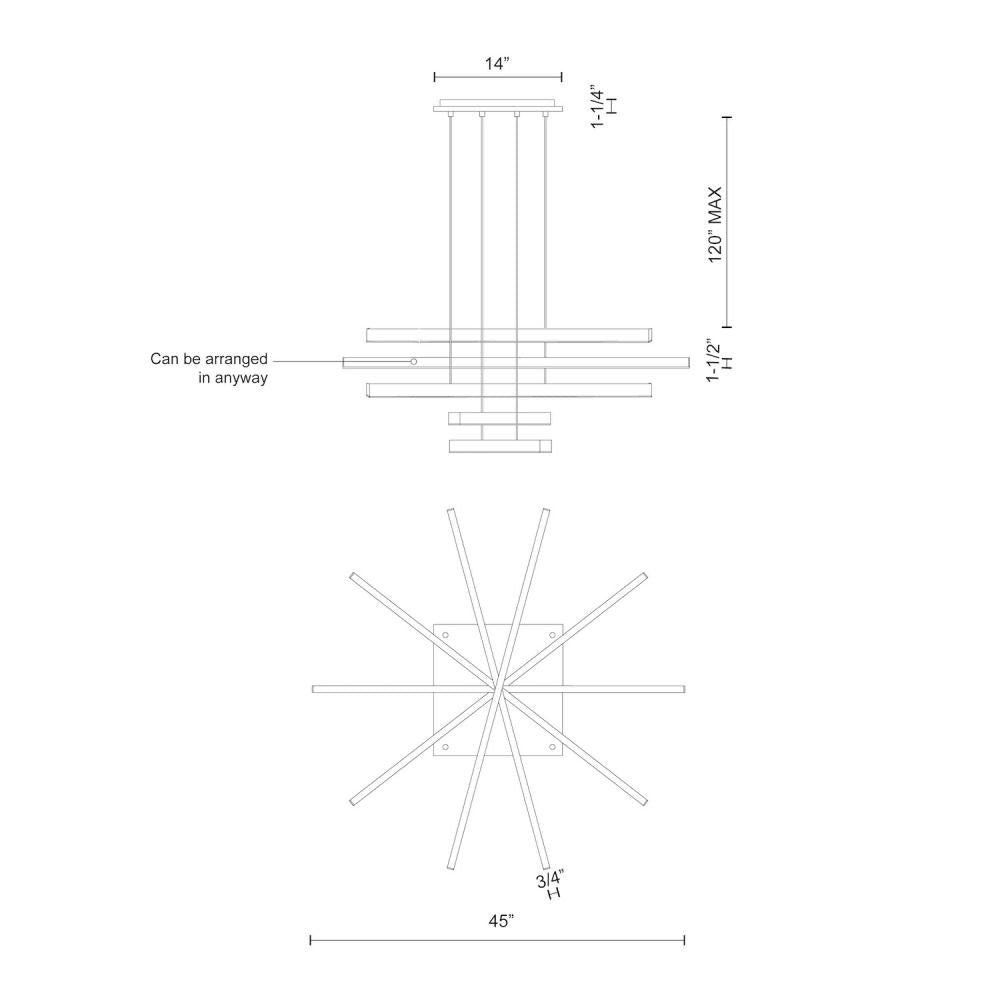 Kuzco Vega MP10305-WH Multi Pendant, 158W, Adjustable Height, White