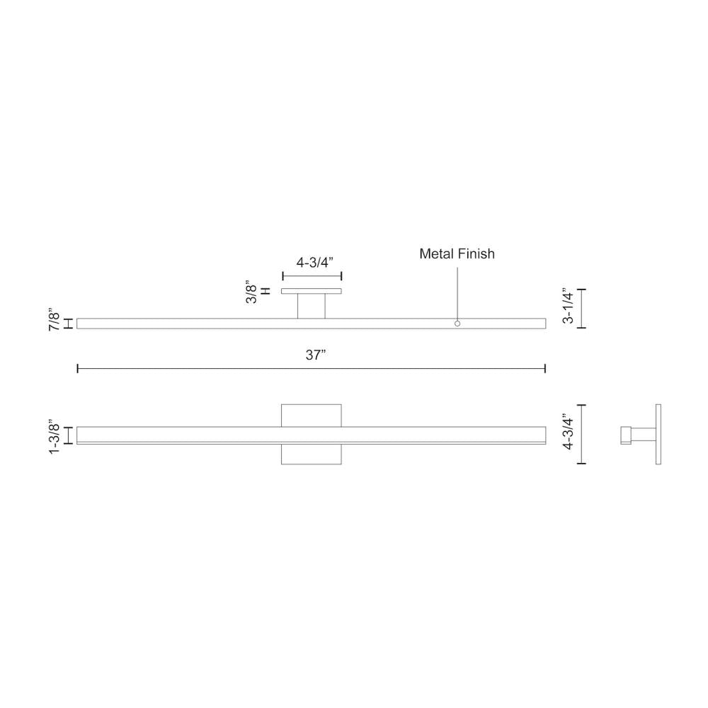 Kuzco Vega VL10337-BK Vanity Light Fixture, UL Damp Rated, Black