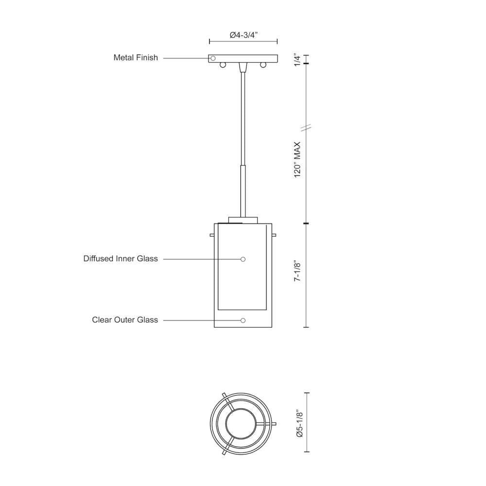 Kuzco Verona PD41304-BN Pendant Light Fixture, UL Damp Rated, Brushed Nickel