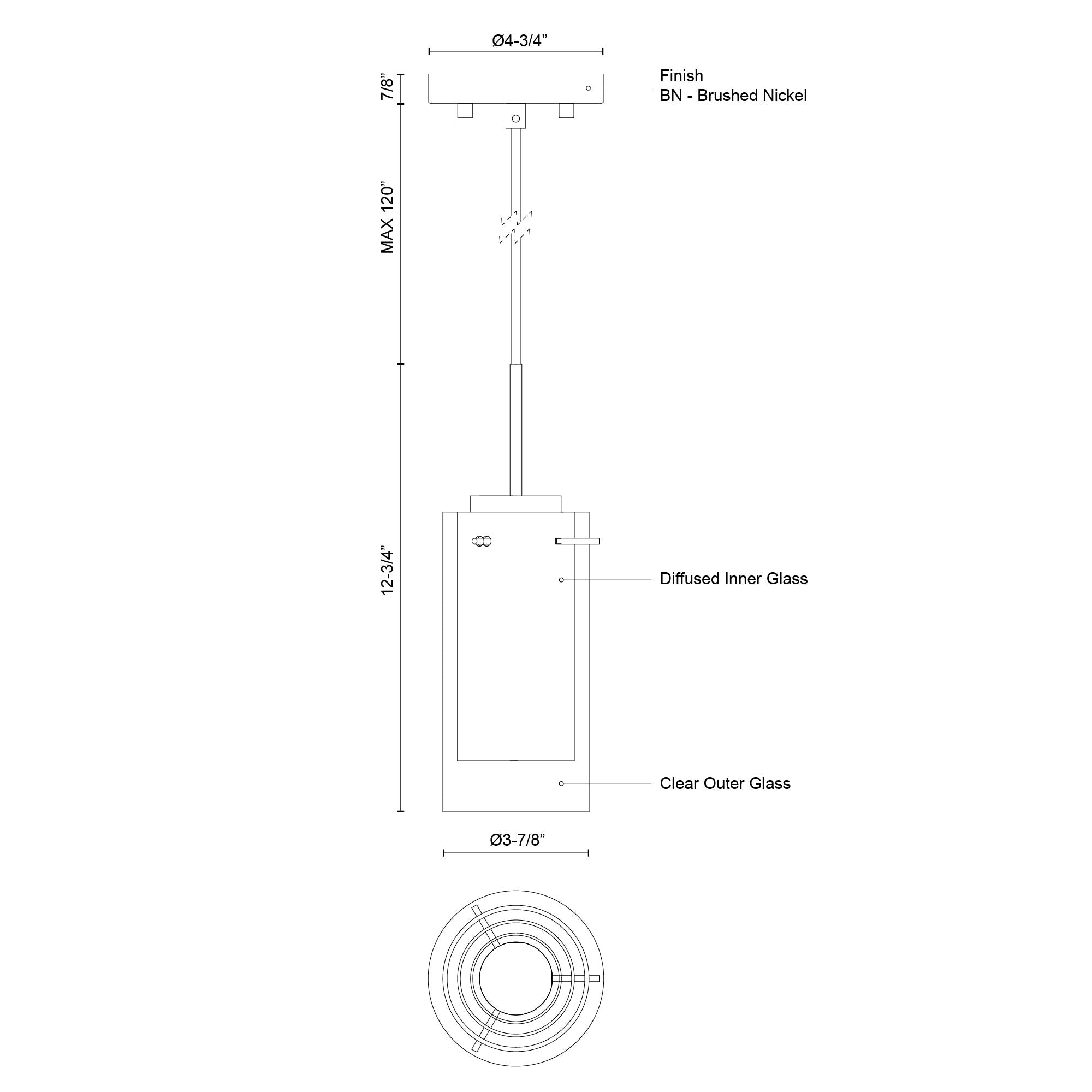 Verona 12-in Brushed Nickel LED Pendant