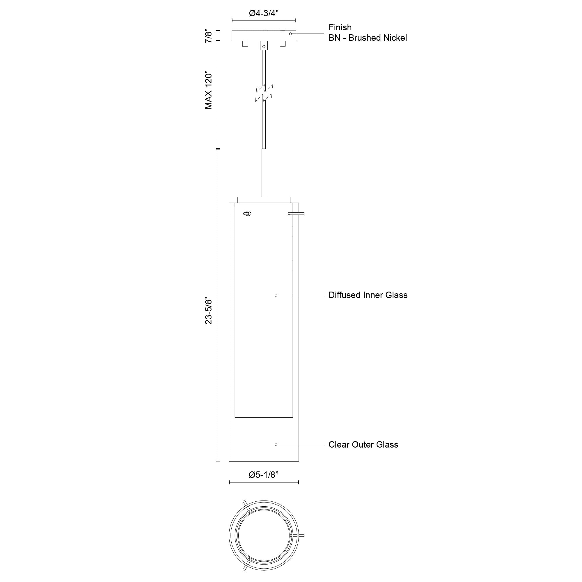 Verona 23-in Brushed Nickel LED Pendant