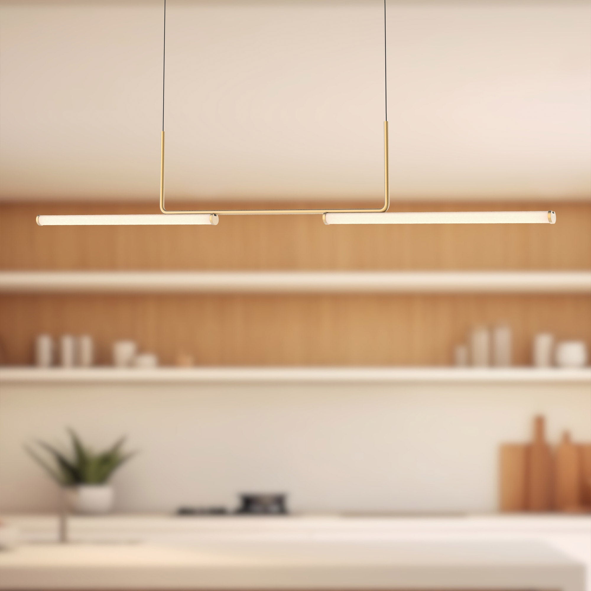 Vesper 73-in Brushed Gold LED Linear Pendant