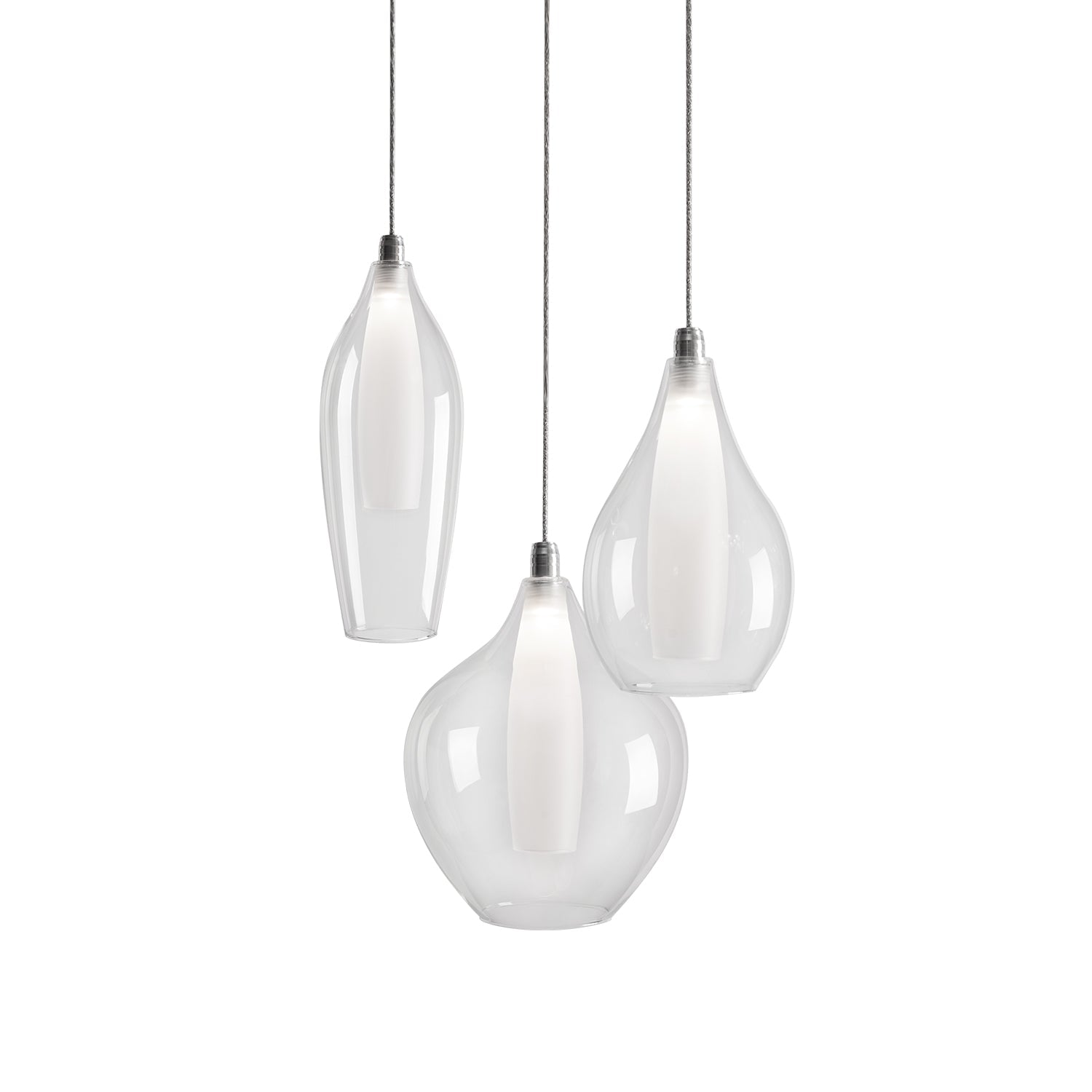 Victoria 3 Head Chrome LED Multi Pendant