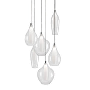 Kuzco MP3006 Victoria 6 Head Chrome LED Multi Pendant, UL Damp Rated, Chrome