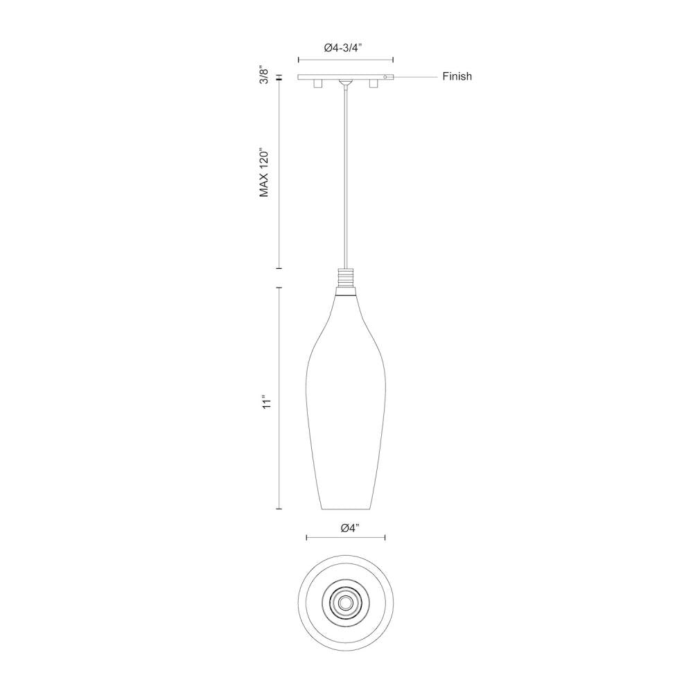 Kuzco PD3004 Victoria 4-in LED Pendant, Damp Rated, Chrome