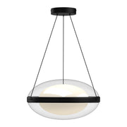 Kuzco Virgo PD76316-BK/OP Pendant Light Fixture, LED, Black/Opal Glass