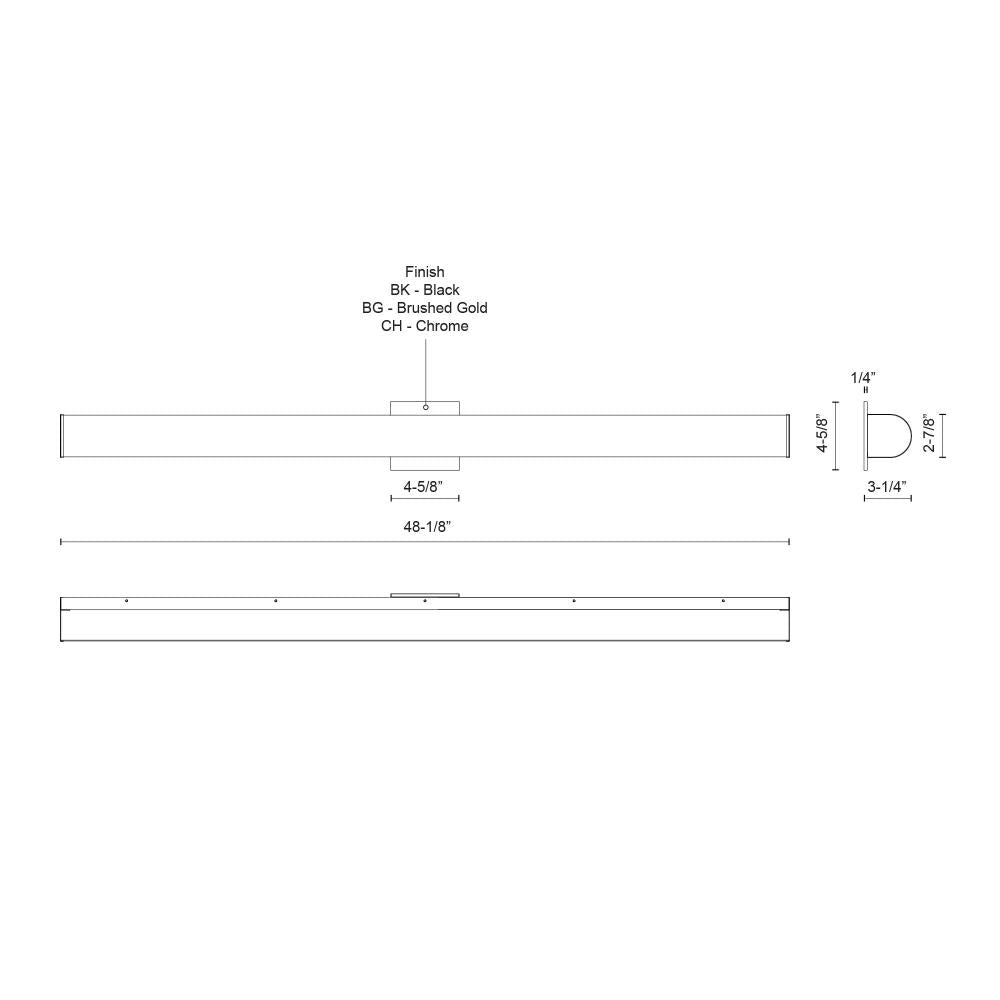 Kuzco Longitude VL61248-BG Vanity Light Fixture, UL Damp Rated, Brushed Gold