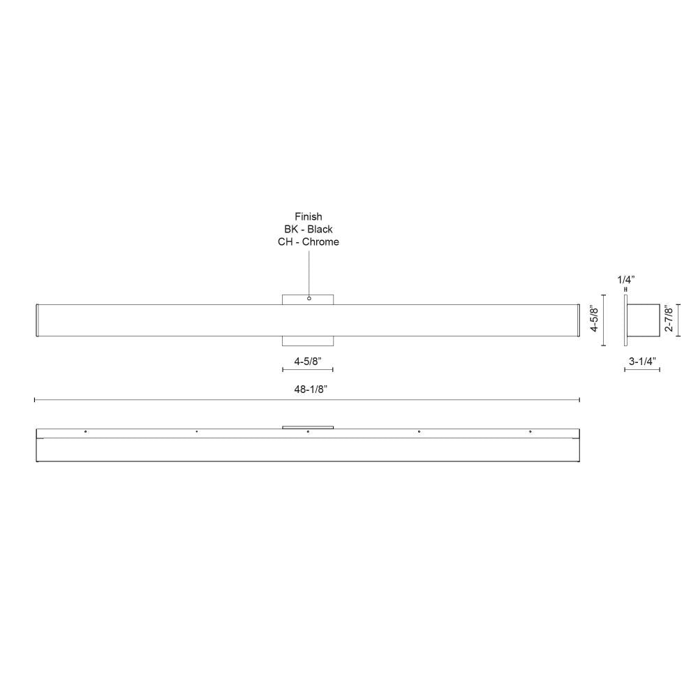 Kuzco Lighting VL62248-BK Vanity Light Fixture, 59W, LED, Black