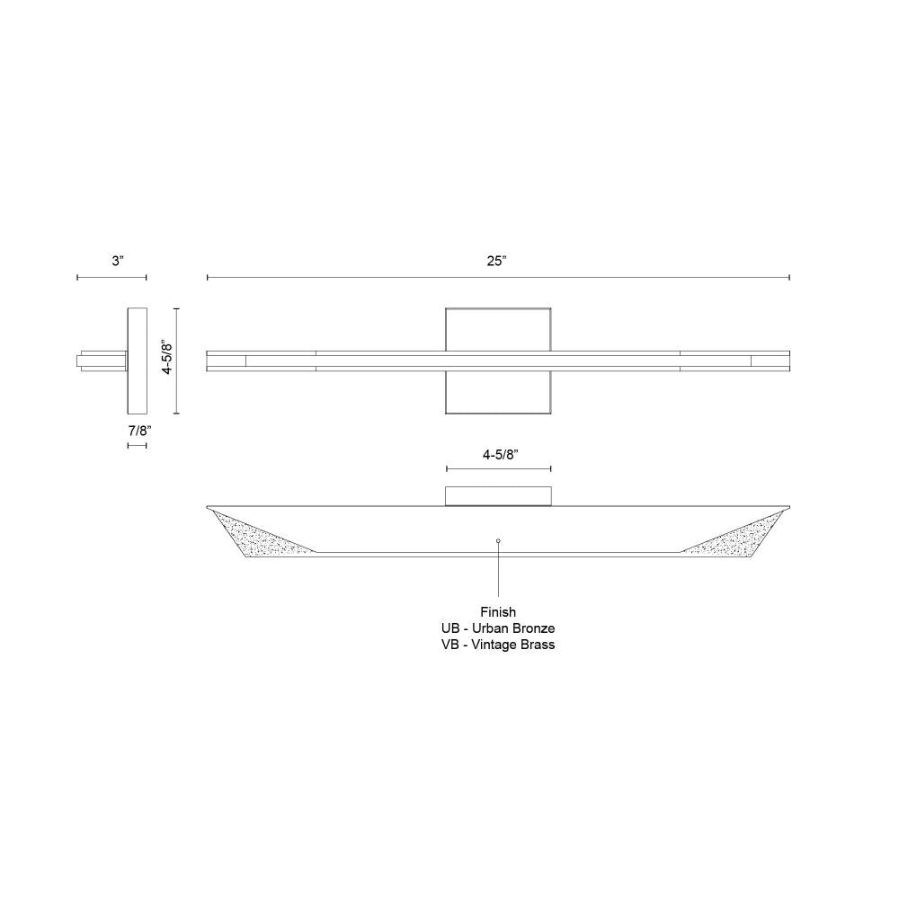 Kuzco Lighting VL64225-UB Tachi 25-in Urban Bronze LED Vanity Light Fixture, UL Damp Rated, Satin Nickel