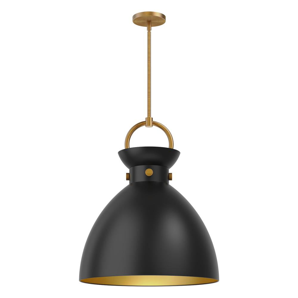 Alora Mood Lighting PD411318AGMB Waldo 18-in Aged Gold/Matte Black Pendant, UL Damp Rated, Aged Gold/Matte Black