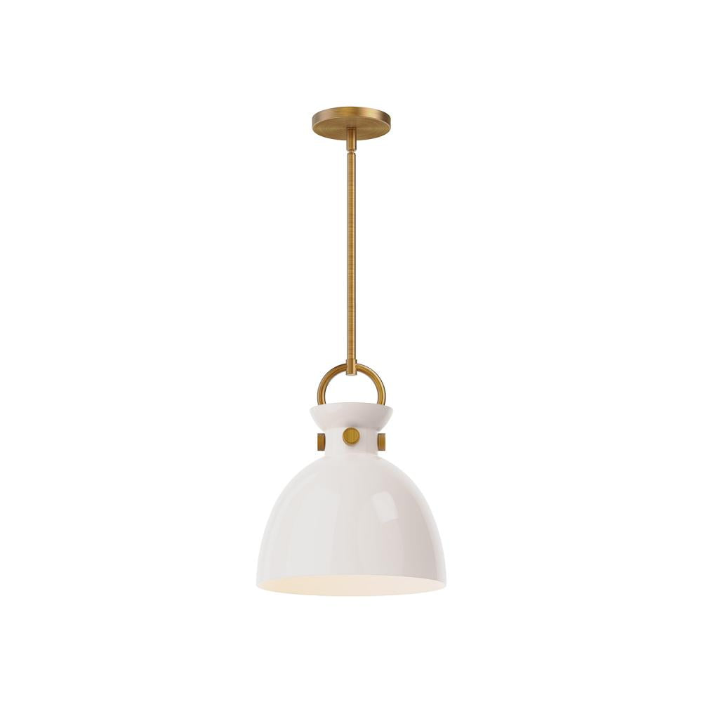 ALORA MOOD Lighting PD411811AGGO Pendant, 1 Light, Aged Gold/Glossy Opal Glass