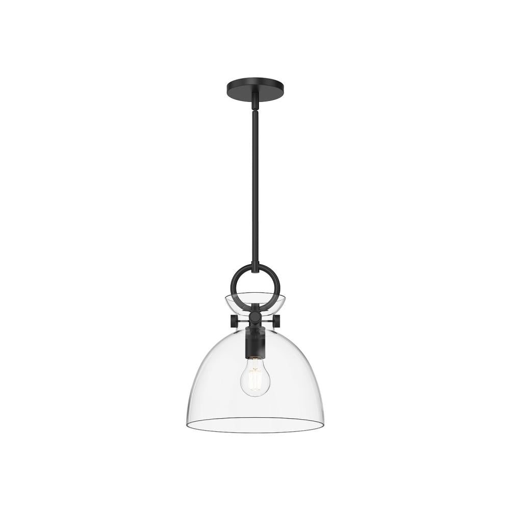 ALORA MOOD Lighting PD411811MBCL Pendant, 11-in Matte Black/Clear Glass