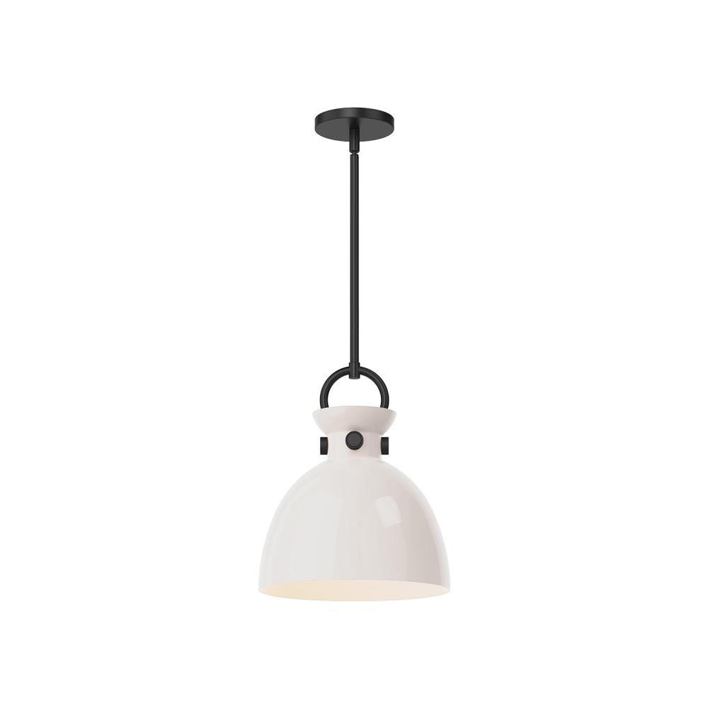 ALORA MOOD Lighting PD411811MBGO 1 Light Pendant, Matte Black/Glossy Opal Glass
