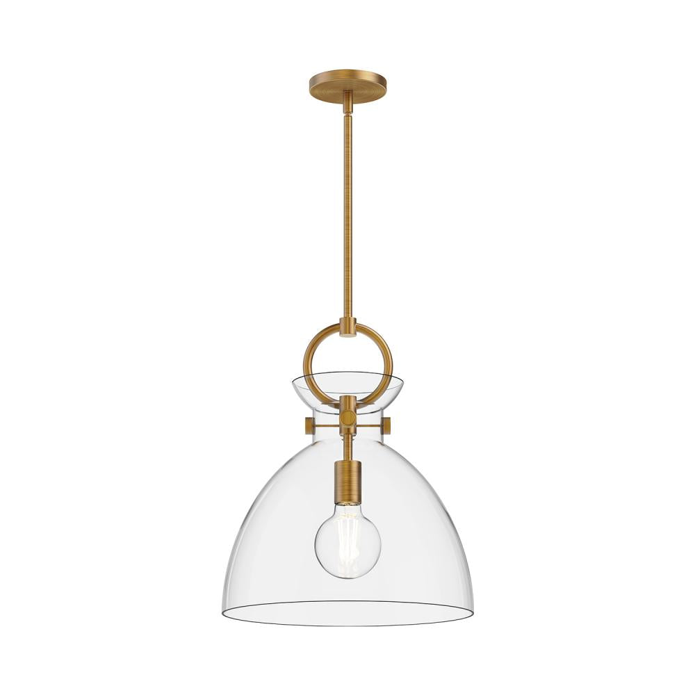 ALORA MOOD Lighting PD411814AGCL Waldo 14-in Pendant Light Fixture, UL Damp Rated, Aged Gold/Clear