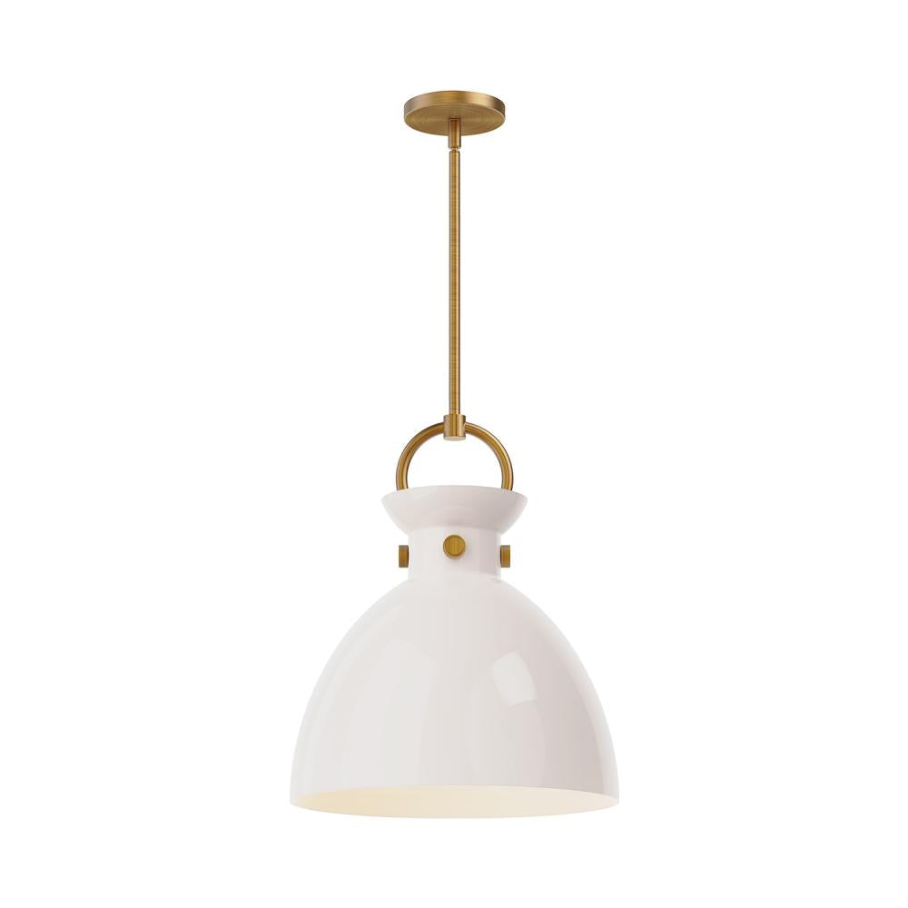 ALORA MOOD Lighting Waldo PD411814AGGO Pendant, 1 Light, Aged Gold/Glossy Opal Glass