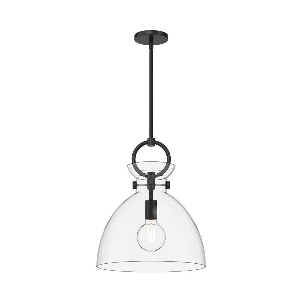 ALORA MOOD Lighting PD411814MBCL Pendant, 1 Light, Matte Black/Clear Glass