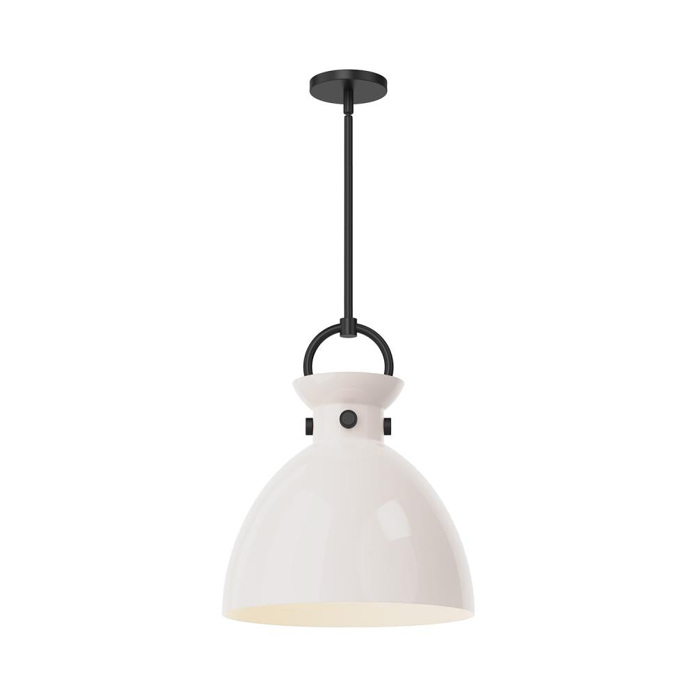 ALORA MOOD Lighting PD411814MBGO Pendant, 1 Light, Matte Black/Glossy Opal Glass
