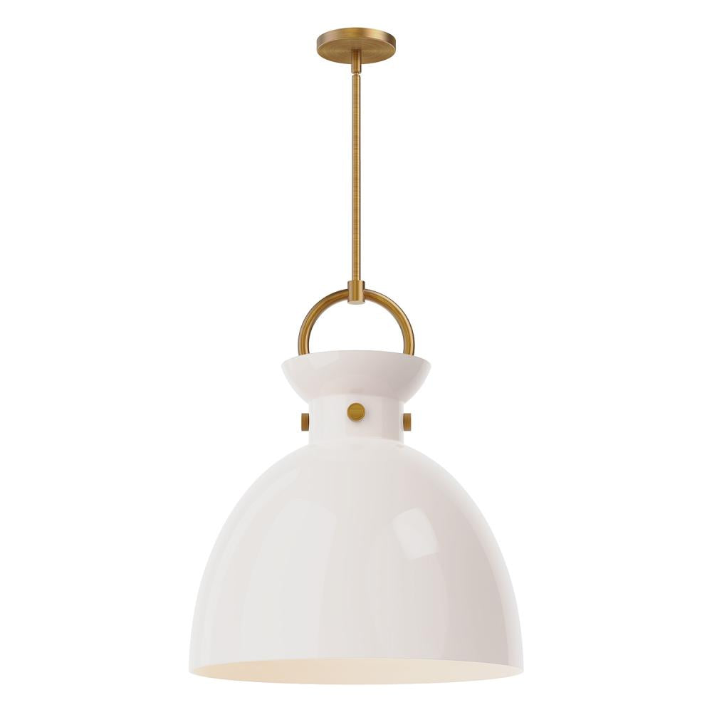 ALORA MOOD Lighting PD411818AGGO Pendant Light Fixture, UL Listed, Aged Gold/Glossy Opal Glass