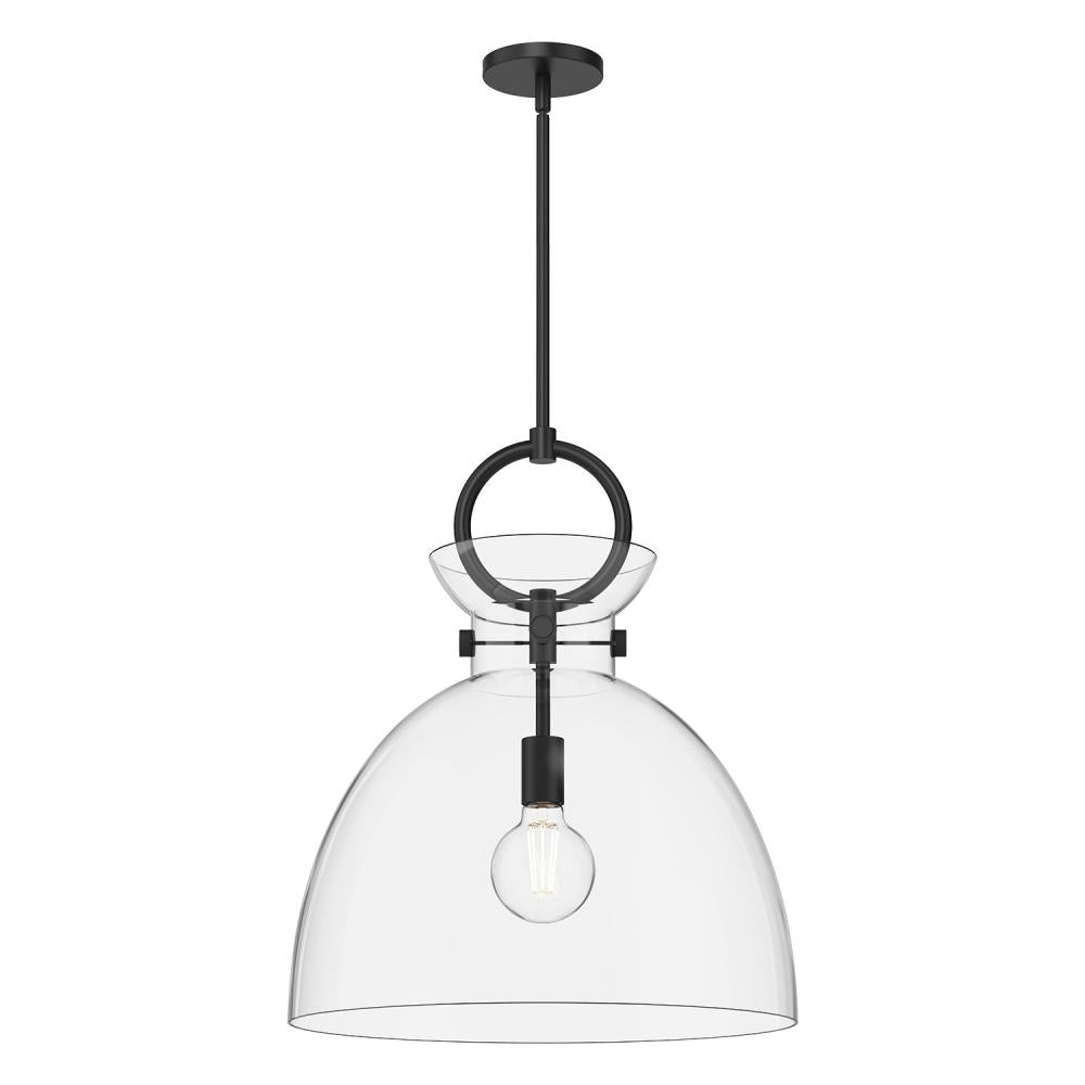 ALORA MOOD Lighting PD411818MBCL Pendant, 1 Light, Matte Black/Clear Glass