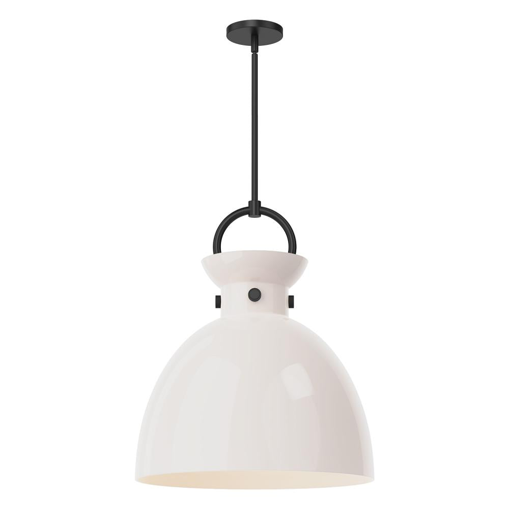 ALORA MOOD Lighting PD411818MBGO Pendant, 1 Light, Matte Black/Glossy Opal Glass