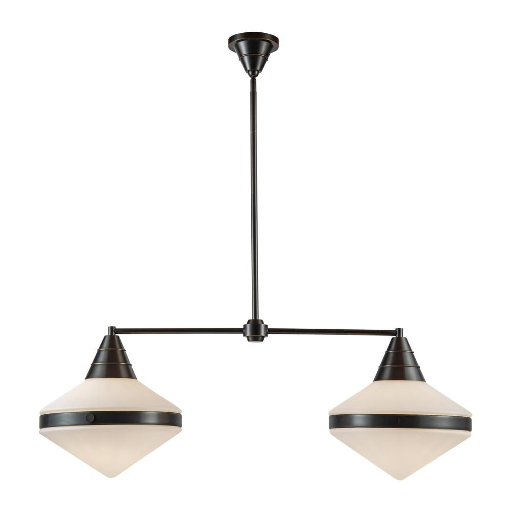 ALORA Lighting LP348241UBOP Willard 41-in Linear Pendant, 2 Lights, Urban Bronze/Opal Matte Glass