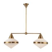 ALORA Lighting Willard LP348241VBOP Linear Pendant, 2 Lights, Vintage Brass/Opal Matte Glass