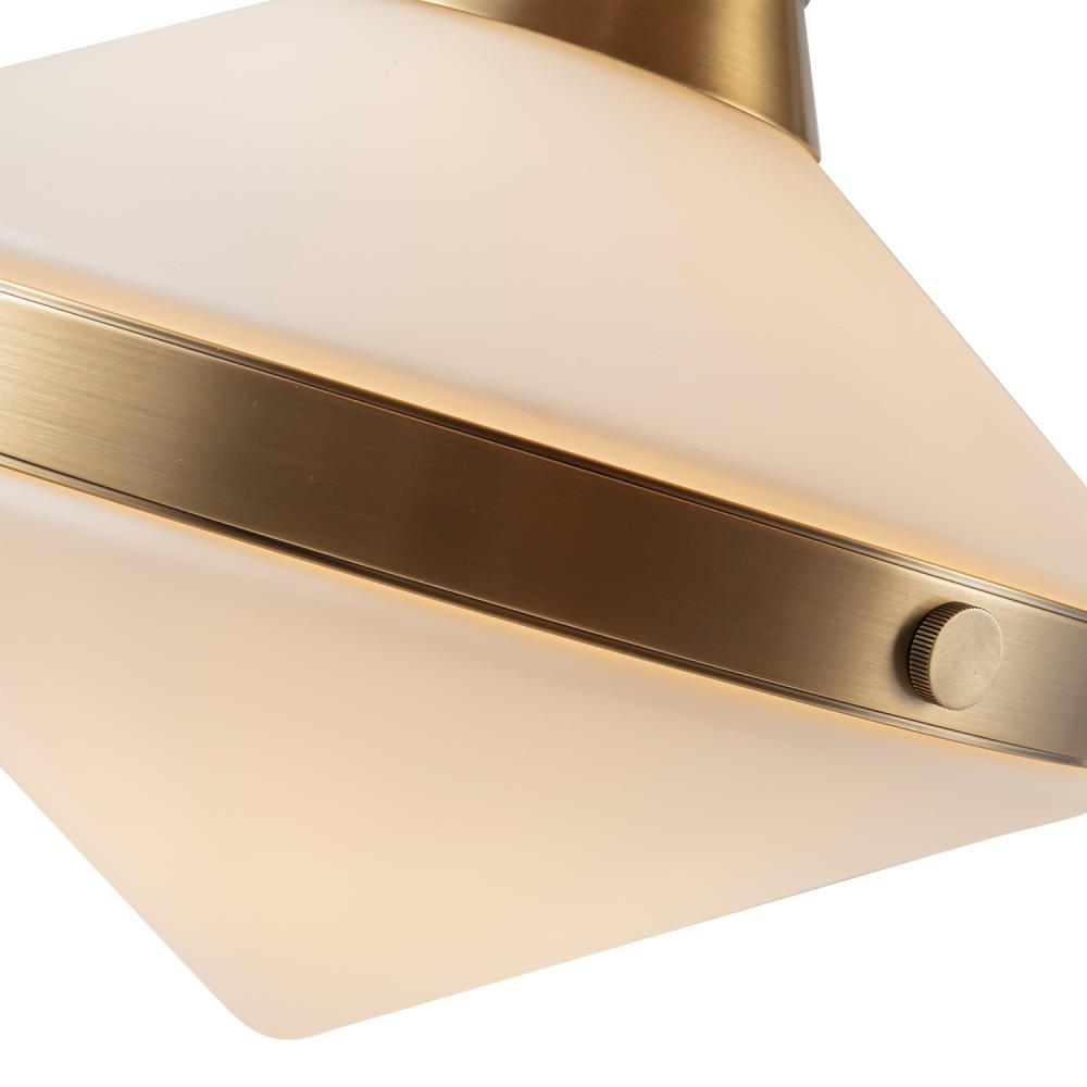 ALORA Lighting Willard LP348241VBOP Linear Pendant, 2 Lights, Vintage Brass/Opal Matte Glass