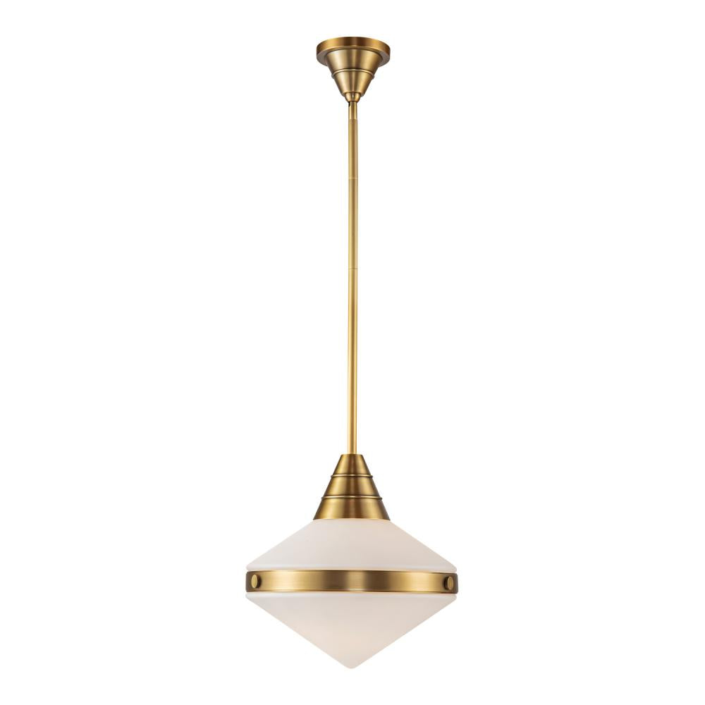 ALORA Lighting PD348114VBOP Pendant, 14-in Vintage Brass/Opal Matte Glass