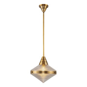 ALORA Lighting PD348114VBPG Willard 14-in Vintage Brass/Prismatic Glass Pendant, Vintage Brass/Prismatic Glass