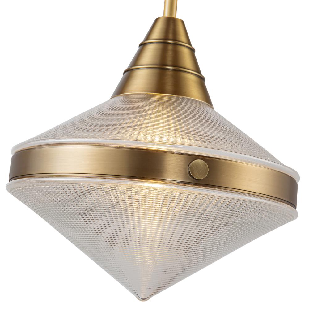 ALORA Lighting PD348114VBPG Willard 14-in Vintage Brass/Prismatic Glass Pendant, Vintage Brass/Prismatic Glass
