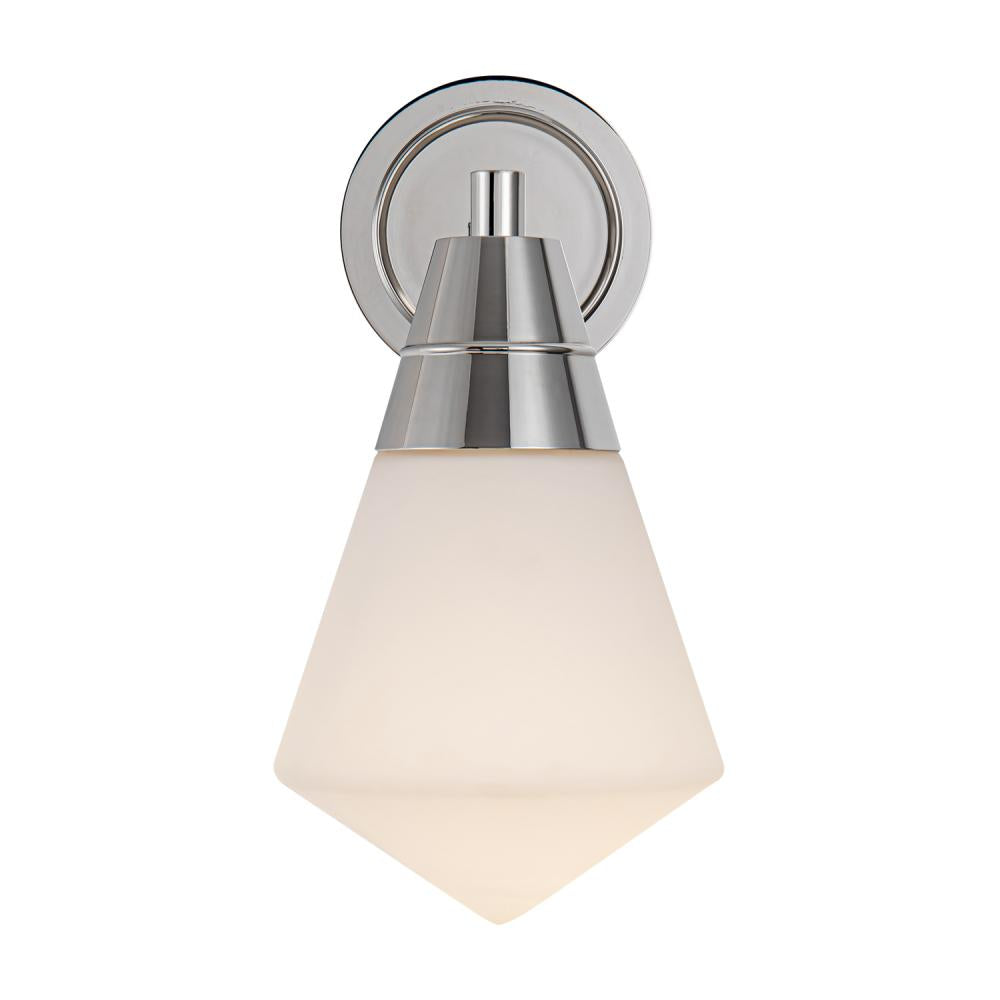 ALORA Lighting Willard WV348106PNOP 1 Light Wall/Vanity Light Fixture, UL Damp Rated, Polished Nickel/Opal Matte Glass