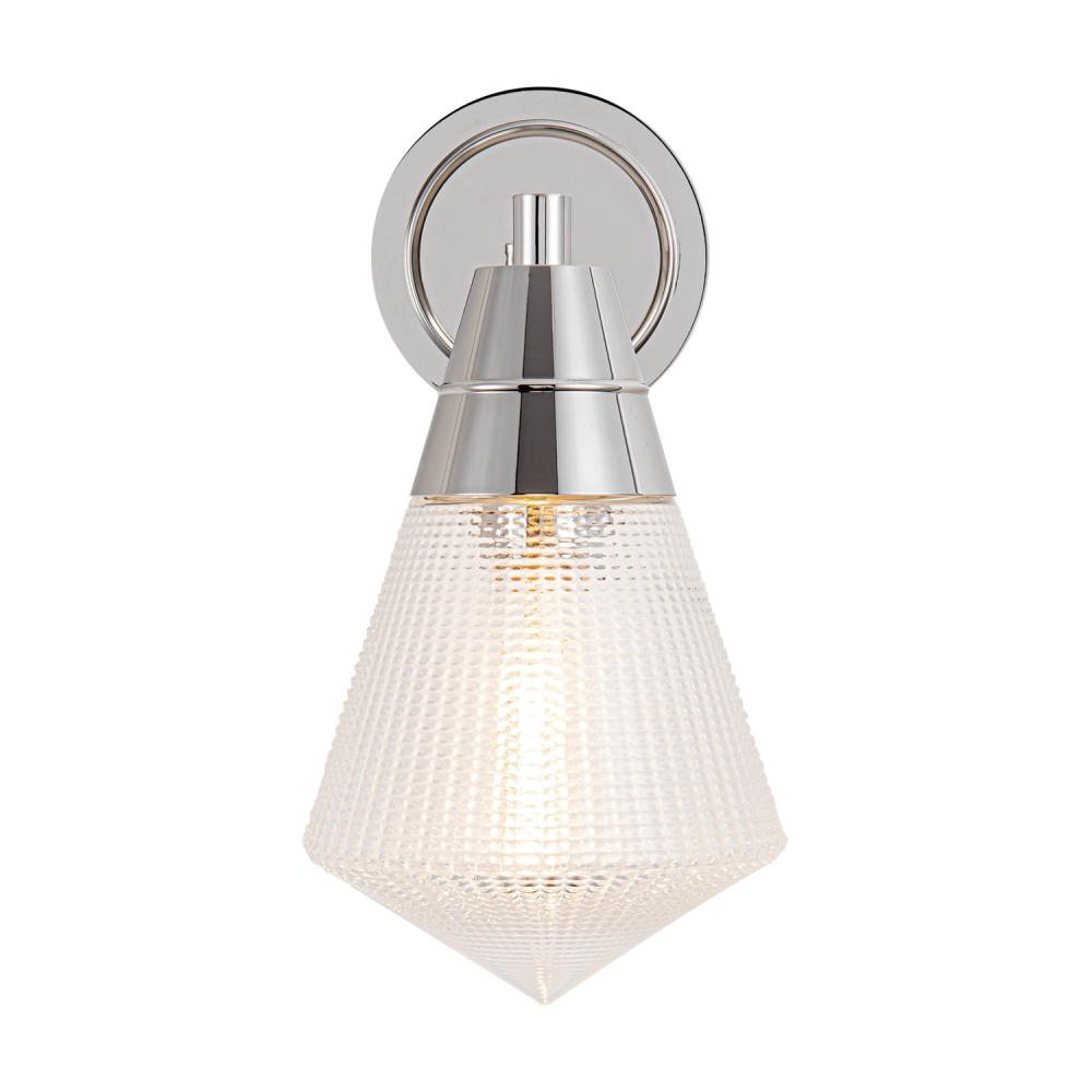 ALORA Lighting WV348106PNPG Willard 1 Light Wall/Vanity Light Fixture, Polished Nickel/Prismatic Glass