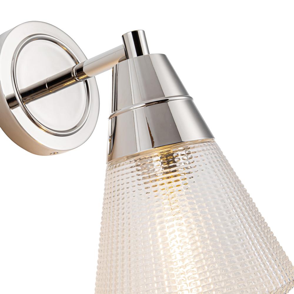 ALORA Lighting WV348106PNPG Willard 1 Light Wall/Vanity Light Fixture, Polished Nickel/Prismatic Glass