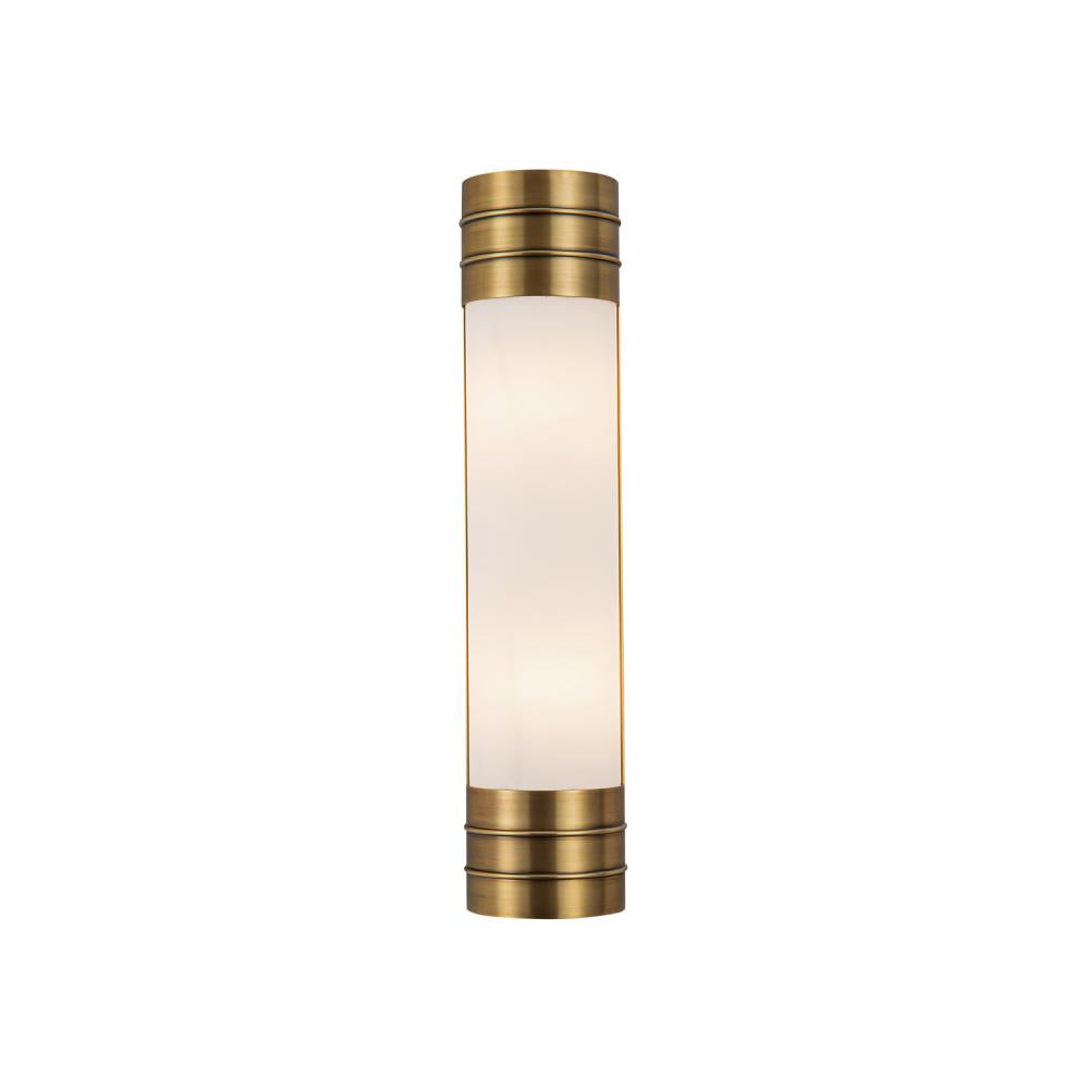 ALORA Lighting WV348218VBOP Wall/Vanity Light Fixture, UL Damp Rated, Vintage Brass/Opal Matte Glass