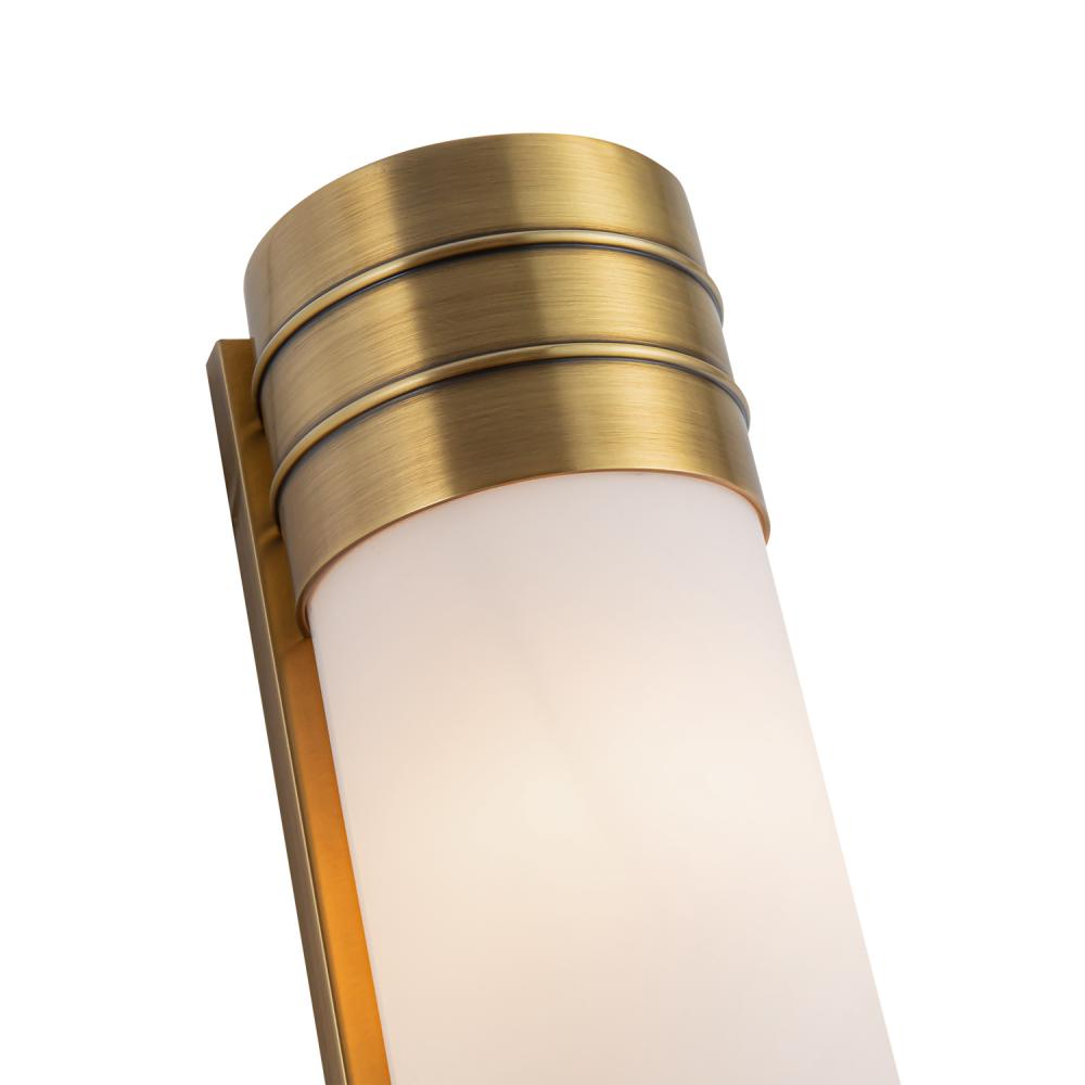 ALORA Lighting WV348218VBOP Wall/Vanity Light Fixture, UL Damp Rated, Vintage Brass/Opal Matte Glass
